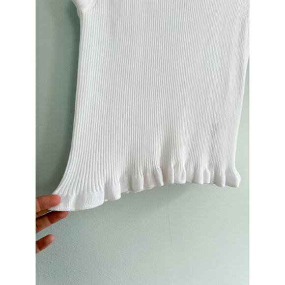 J.Crew | NWT Ruffle-trim shell tank top premium ultra-fine cotton White | Sz M - Picture 5 of 8